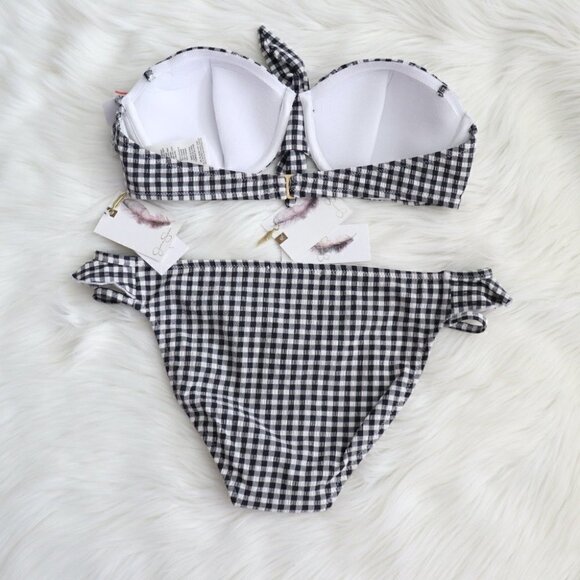NEW Jessica Simpson Black White Gingham Print Bikini Set Size Medium - Picture 6 of 11